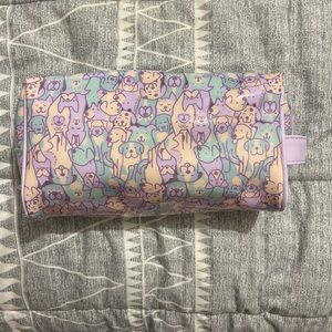 Life Is Good Purple and Green Dog Print Cosmetic Bag